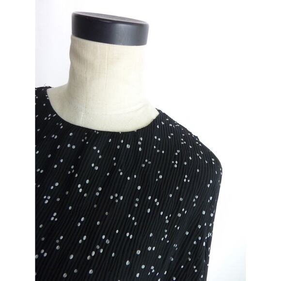 Zara Black and White Dot Chiffon Long Sleeve Blouse XL - Picture 5 of 6